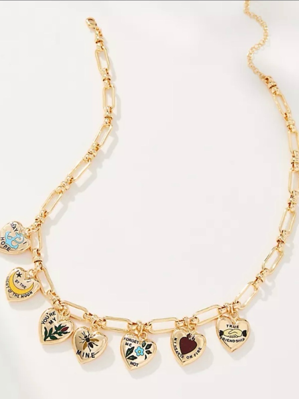 Anthropologie 14k Gold Plated Charm Necklace